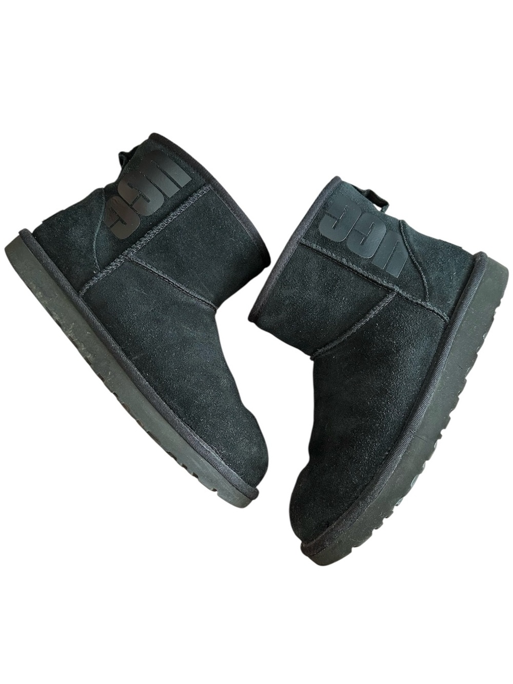 UGG Black Classic Mini Rubber Logo Boots Size 8